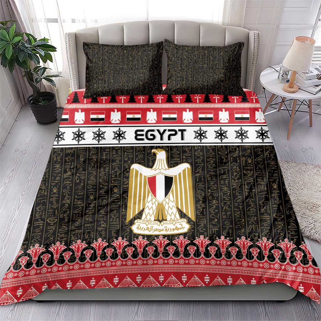 Afro Egypt Christmas Bedding Set Coat Of Arms Mix Egyptian Pattern LT15