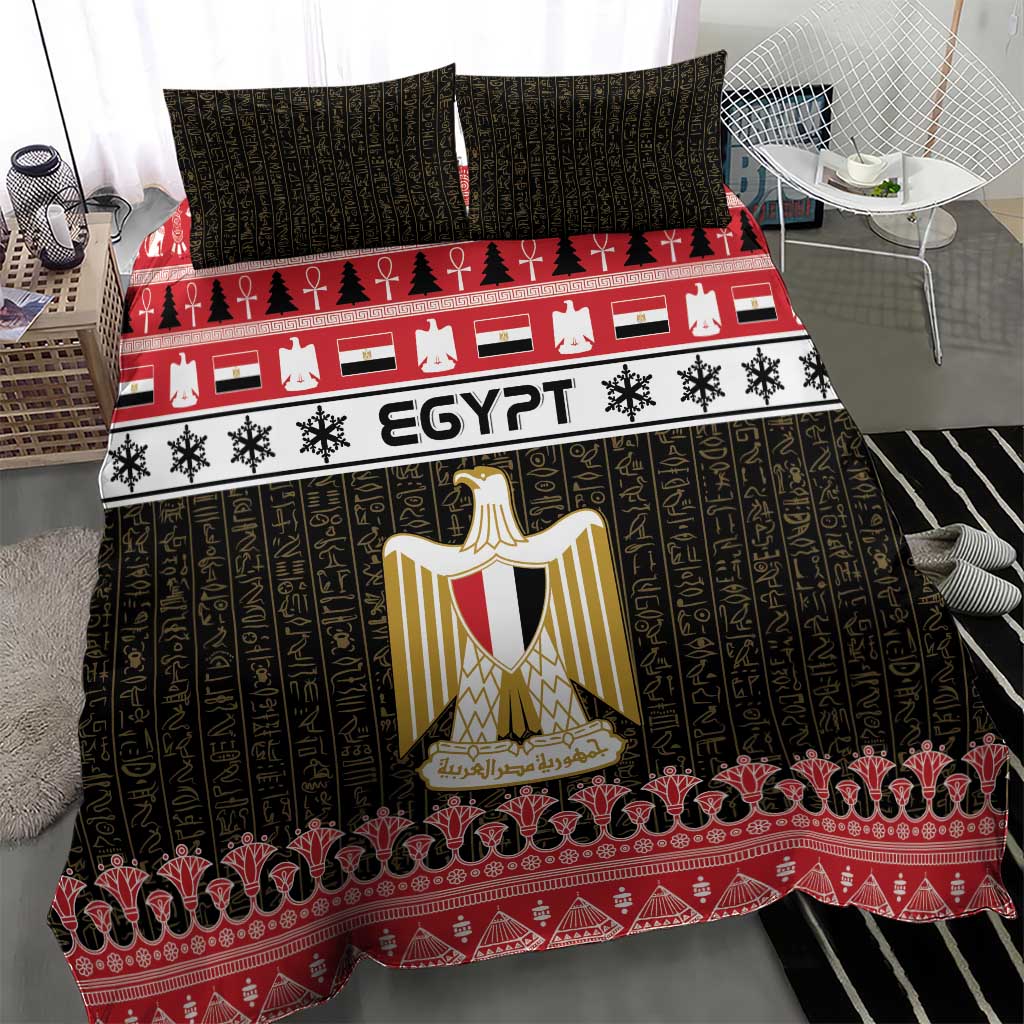 Afro Egypt Christmas Bedding Set Coat Of Arms Mix Egyptian Pattern LT15