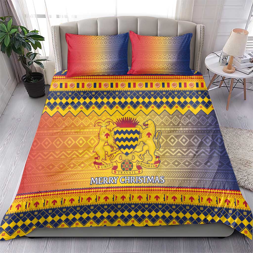 Afro Chad Christmas Bedding Set Coat Of Arms With African Pattern LT15