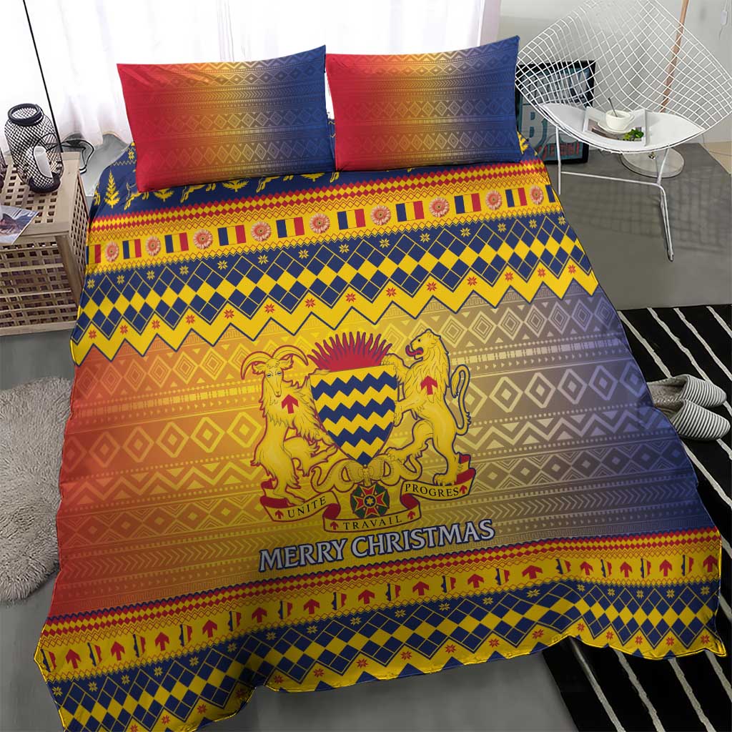 Afro Chad Christmas Bedding Set Coat Of Arms With African Pattern LT15