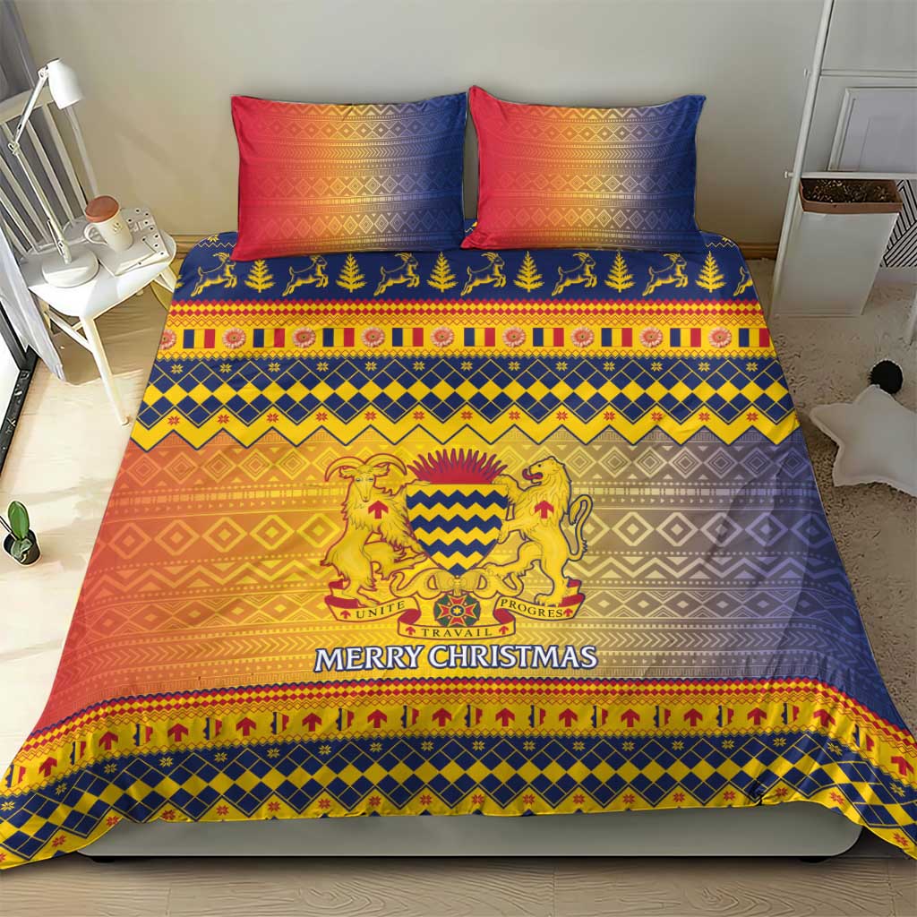 Afro Chad Christmas Bedding Set Coat Of Arms With African Pattern LT15