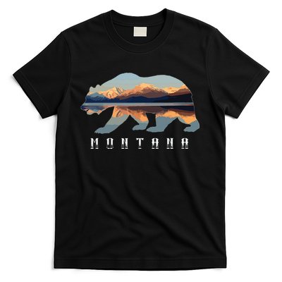Montana Bear With Glacier National Park Lake Image Souvenir T-Shirt