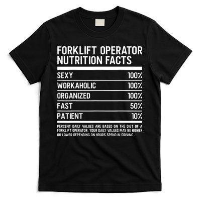 Men Funny Certified Forklift Operator Nutrition Facts T-Shirt