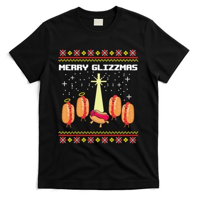 Merry Glizzmas Tacky Funny Merry Christmas Hot Dogs T-Shirt