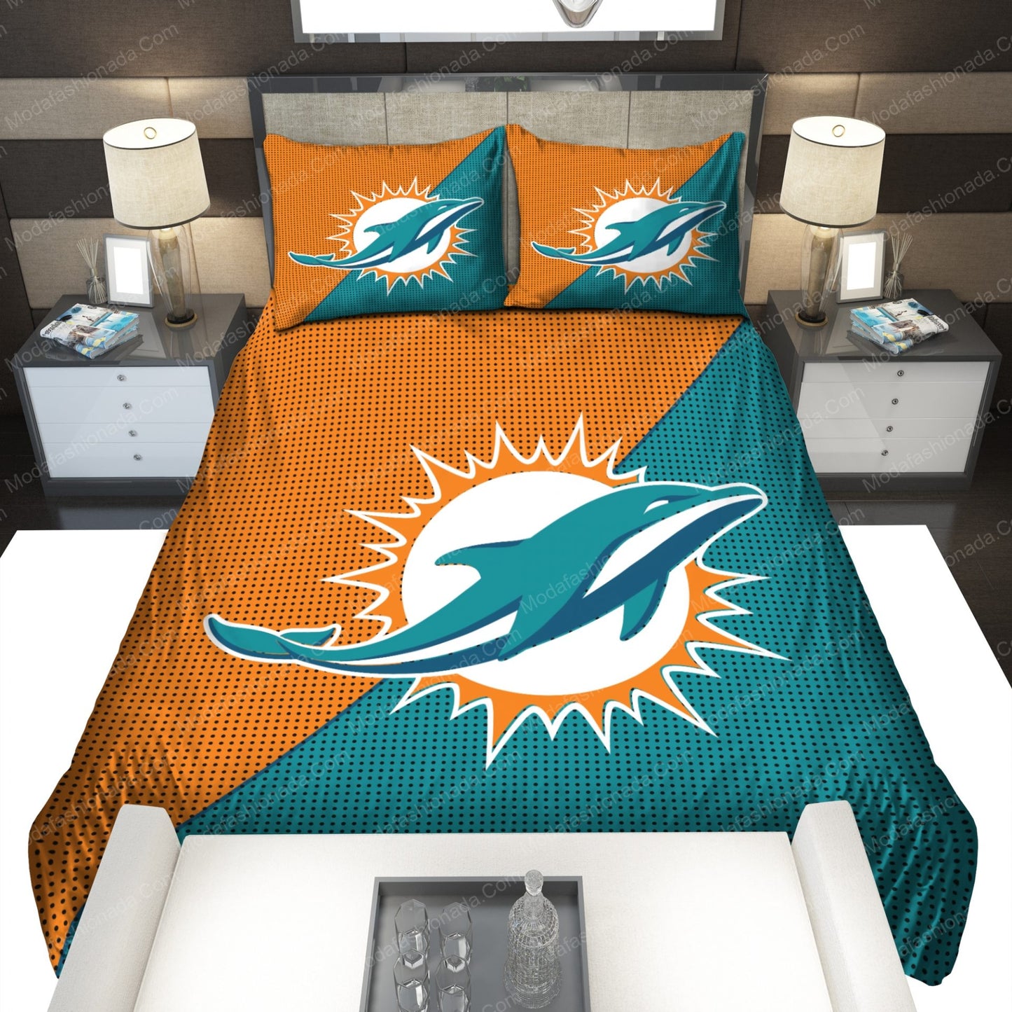NFL Miami Dolphins Aqua Orange Bedding Set