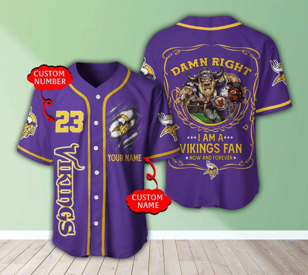 Minnesota Vikings Personalized Baseball Jersey - lylyprint.com