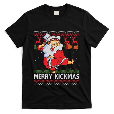 Merry Kickmas Funny Karate Santa Family Matching Pajamas T-Shirt