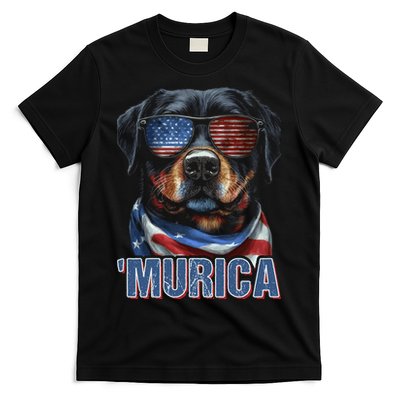 Murica Patriotic Rottweiler 4th Of July Dog T-Shirt