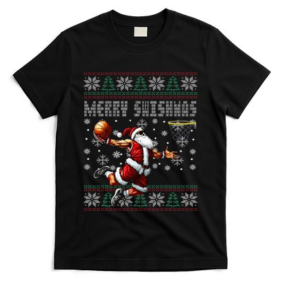 Merry Swishmas Ugly Christmas Basketball Christmas T-Shirt