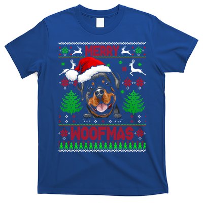 Merry Woofmas Christmas Santa Rottweiler Sweater Gift T-Shirt