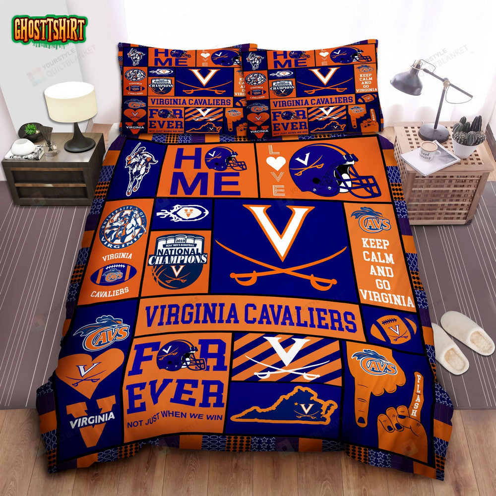 Ncaa Virginia Cavaliers Bed Sheets Spread Duvet Cover Bedding Set