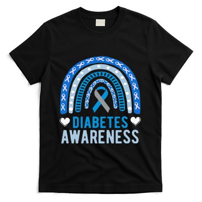 National Diabetes Awareness Month blue ribbon Rainbow T-Shirt