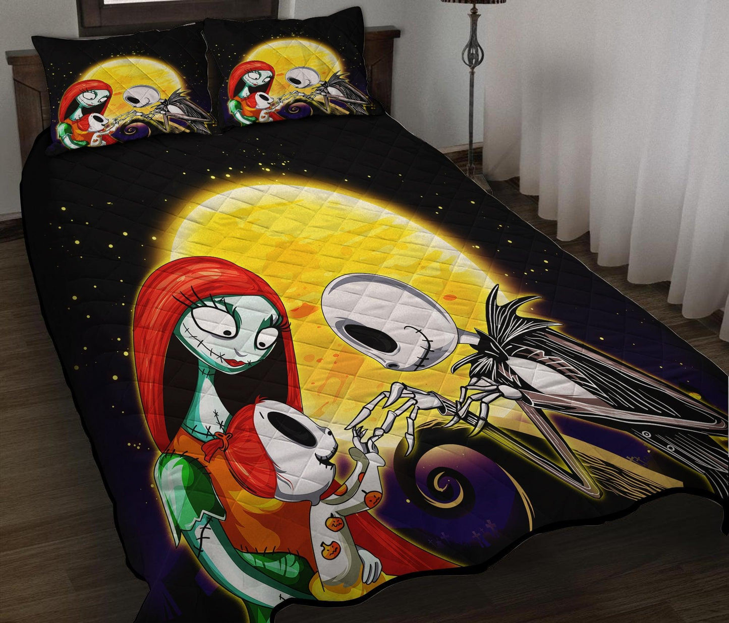 Personalized Nightmare Before Christmas 3-pc Quilt Bedding Set for Family Bedding