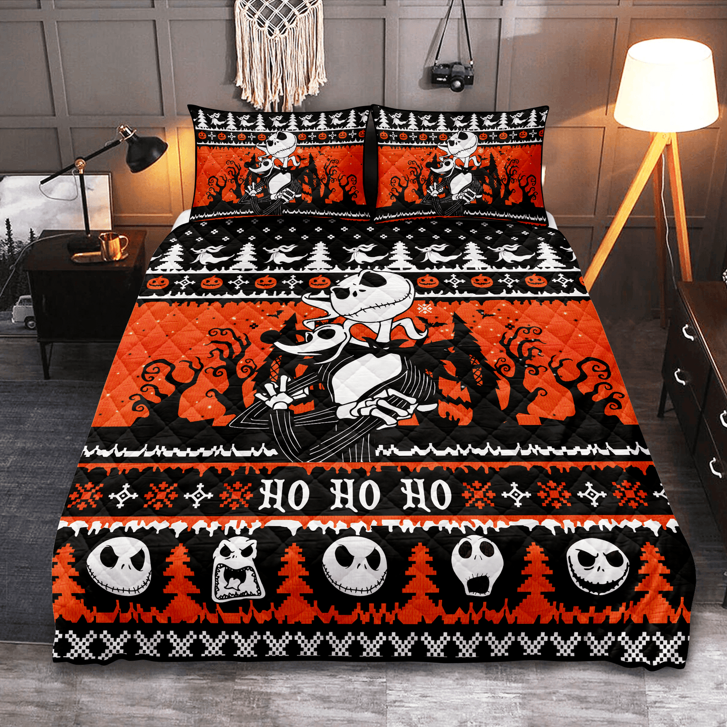 Personalized Nightmare Before Christmas Orange 3-Piece Quilt Bedding Set for Bedding and Decor