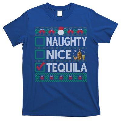 Naughty Nice Tequila Christmas List Tequila Ugly Sweater Gift T-Shirt