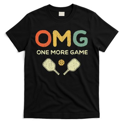 One More Game OMG Retro Funny Pickleball Lover Pickle Ball T-Shirt
