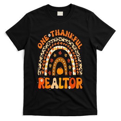One Thankful Realtor Thanksgiving Rainbow Leopard Fall T-Shirt