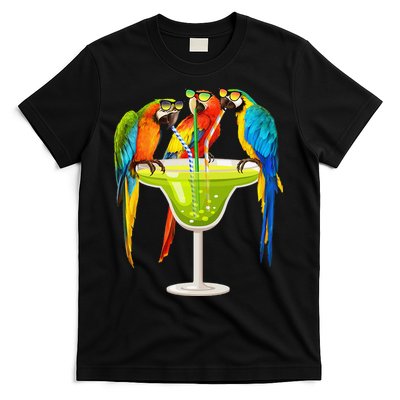 Parrots Drinking Margarita On Summer Vacation Birds Tee Gift T-Shirt