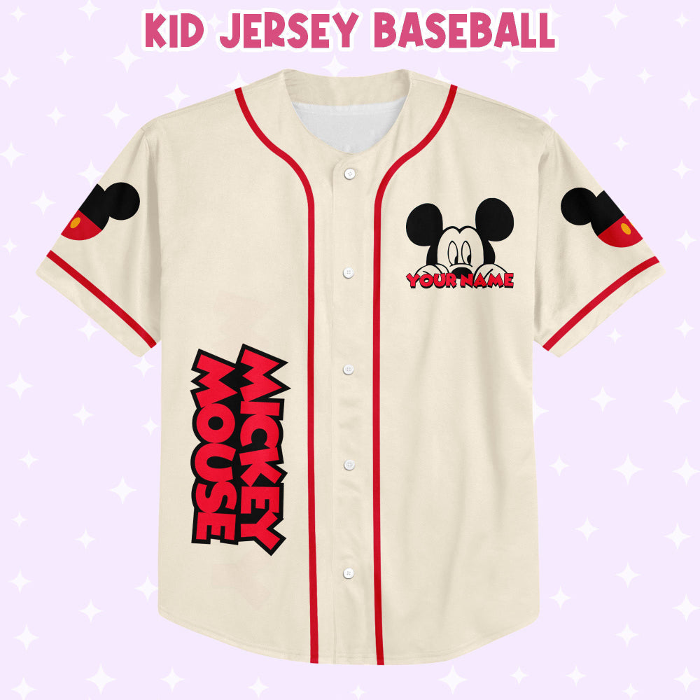 Disney Personalized Mickey Happy Baseball Jersey: Cute Sports Gifts for Fans Magic Kingdom Tee - Perfect Birthday Gift - Bafud