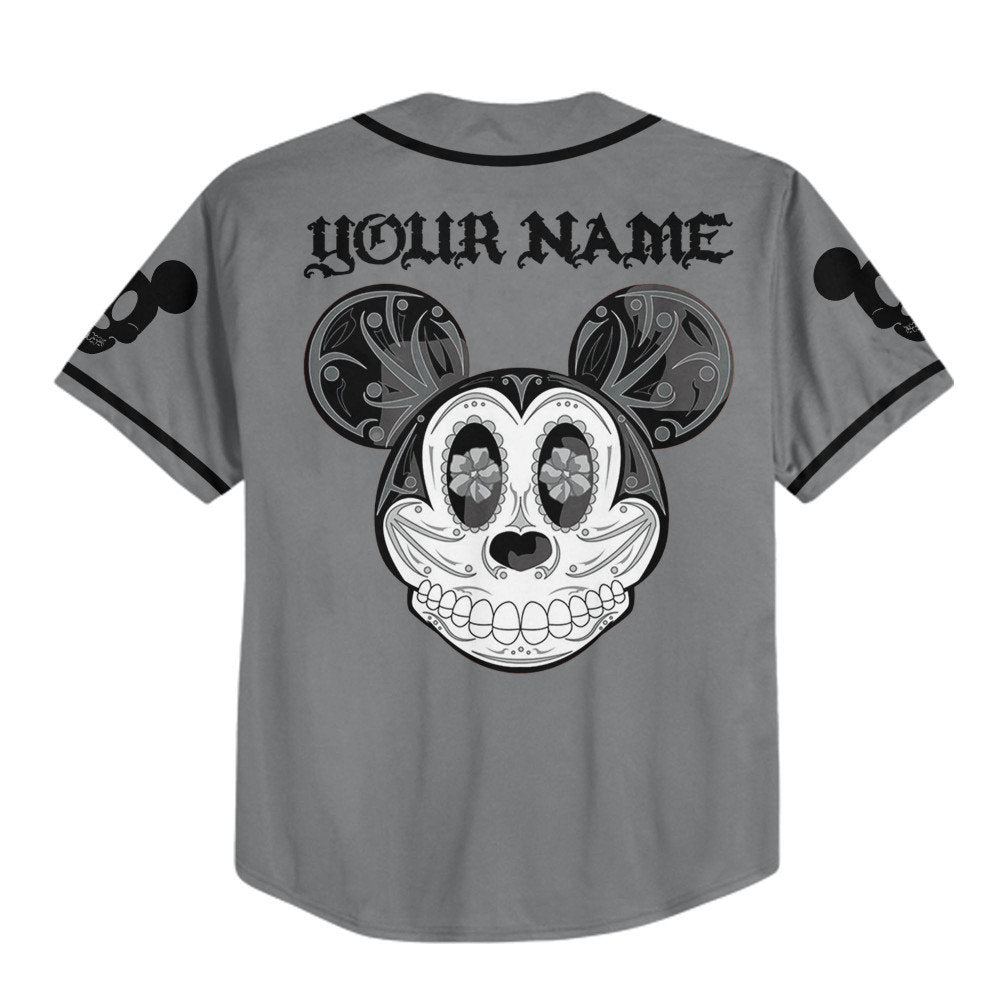 Custom Mickey Mouse Sugar Skull Baseball Jersey - Perfect Gift for Disney Fans Kids Youth & Adults - Bafud