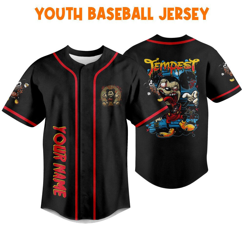 Personalized Horror Disney Mickey Zombie Mouse Tempest: Disney Baseball Jersey for Fans - Cute Custom Gifts - Bafud
