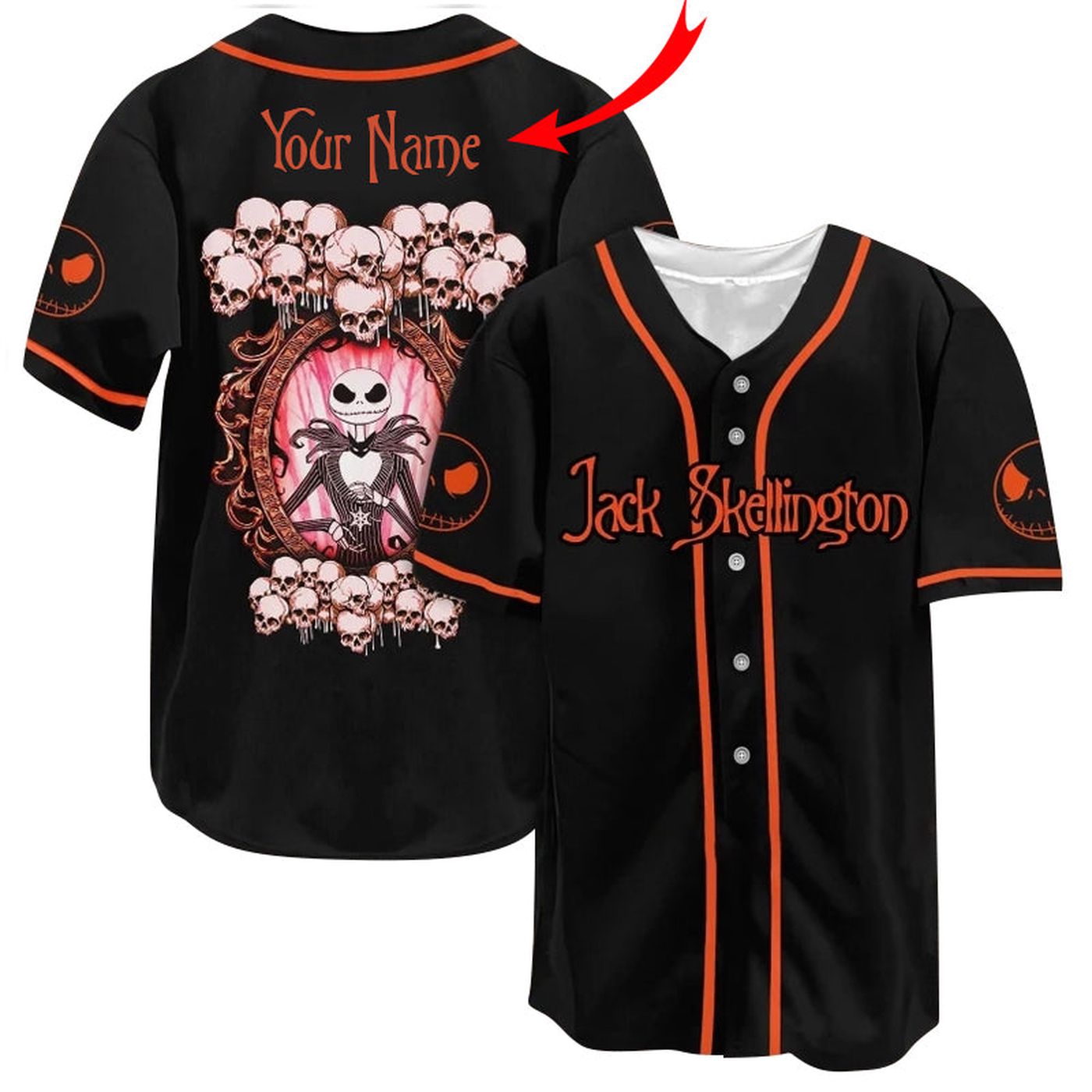 Personalized Jack Skellington Skull Baseball Jersey - Gift for Men Women - Gift for Men Women - lylyprint.com