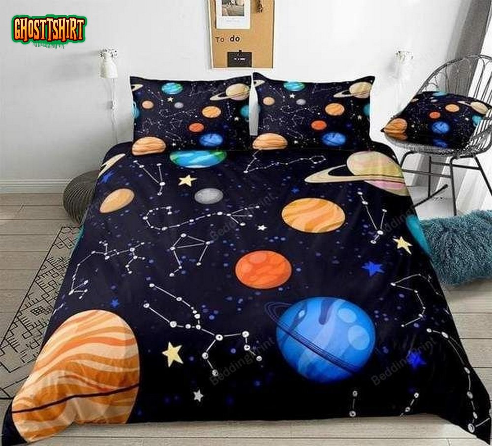 Planets Stars Bed Sheets Duvet Cover Bedding Set
