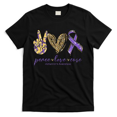 Peace Love Cure Alzheimers Awareness T-Shirt