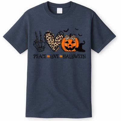 Peace Love Halloween Happy Halloween Pumpkin Leopard Heart T-Shirt