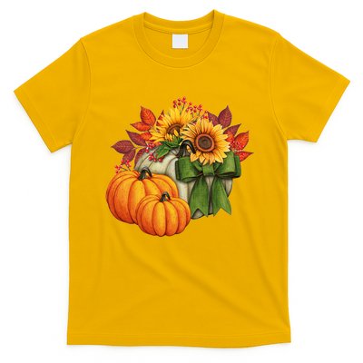 Pumpkin Sunflower Cute Floral Fall Autumn Season T-Shirt