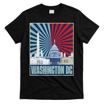 Retro Capitol Hill Washington DC American Flag 4th Of July T-Shirt
