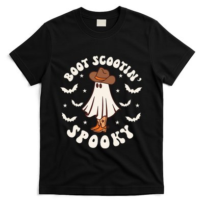 Retro Western Halloween Cute Ghost Funny Boot Scootin Spooky T-Shirt
