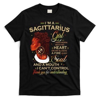 Sagittarius Afro Locs Zodiac Signs Birthday Gift T-Shirt