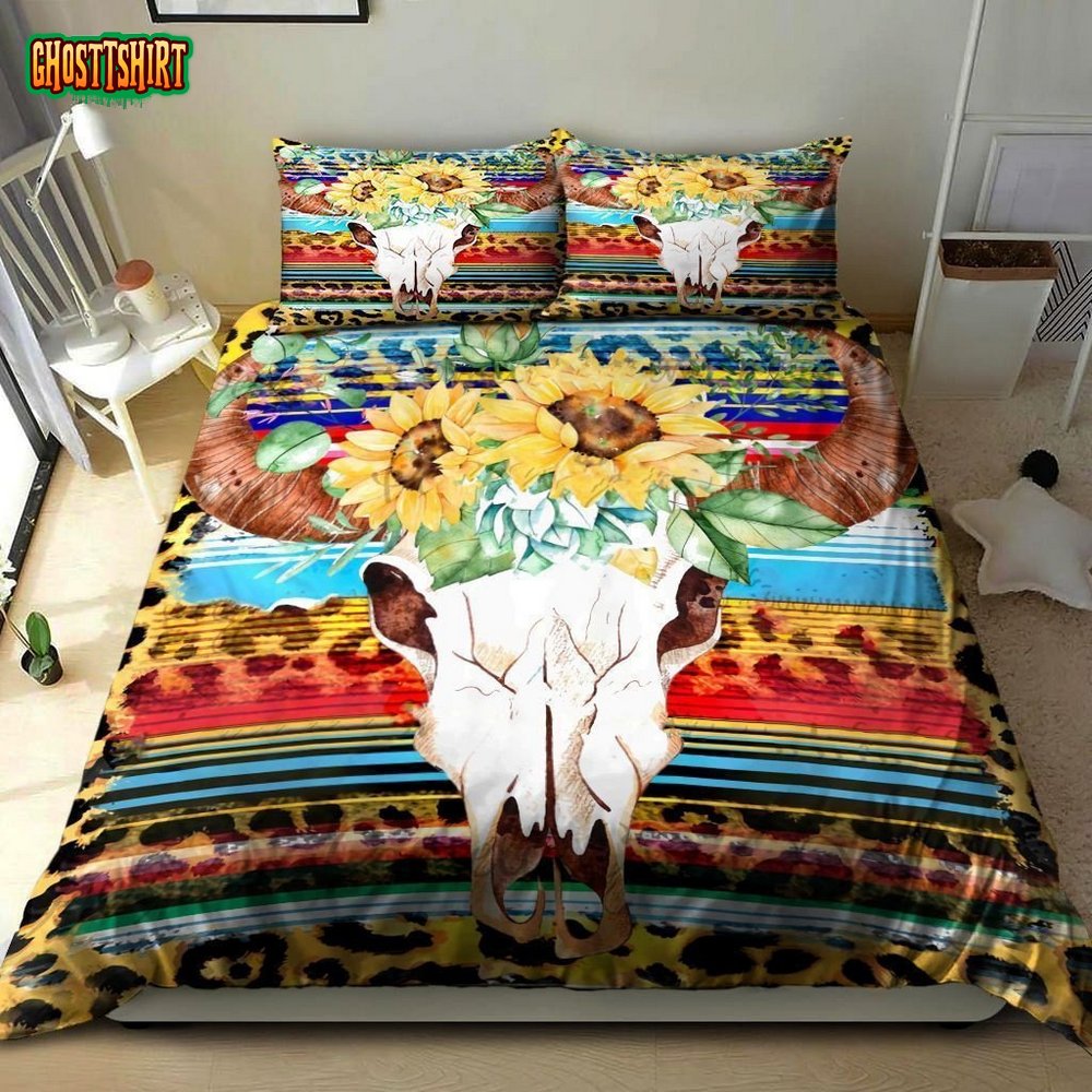 Skull Bull Cow Sunflower Bed Sheets Duvet Cover Bedding Set