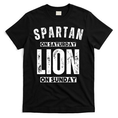 Spartan On Saturday Lion On Sunday Funny Detroit Vintage T-Shirt