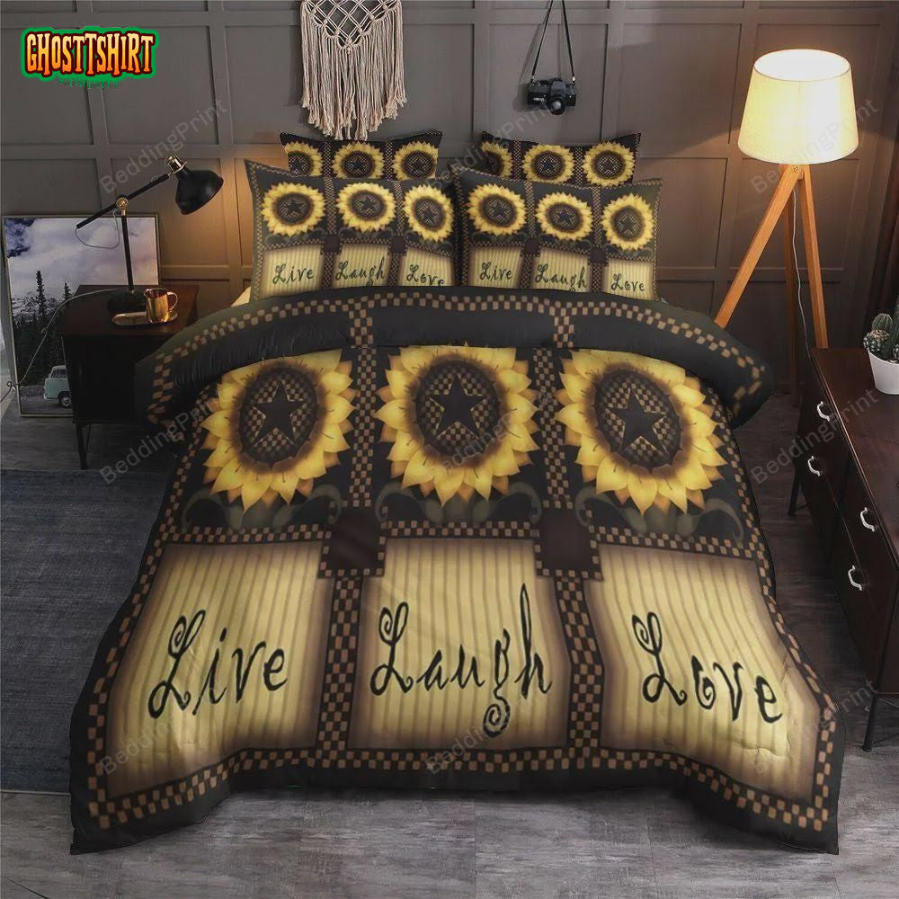 Sunflower Live Laugh Love Bed Sheets Duvet Cover Bedding Set