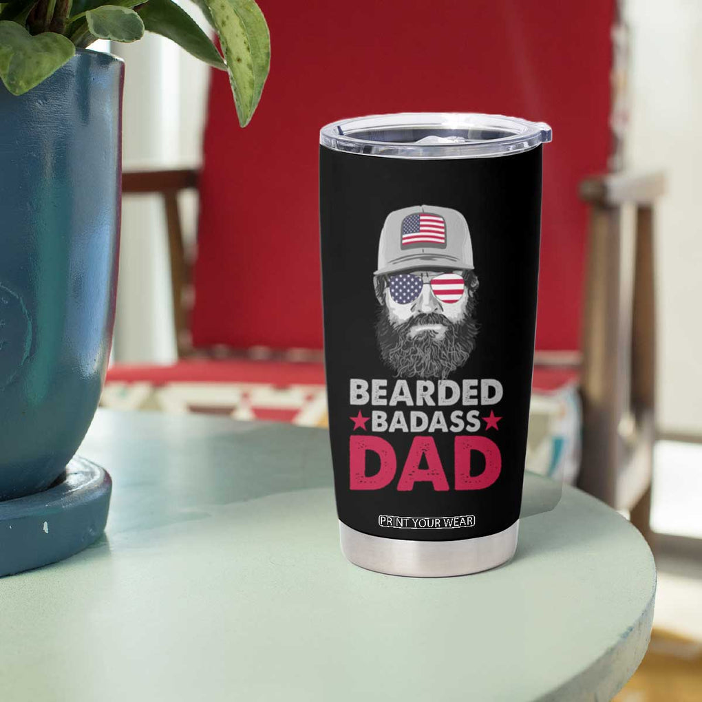 Bearded Dad Tumbler Cup Cool Patriotic American Papa US Flag Vintage TB02