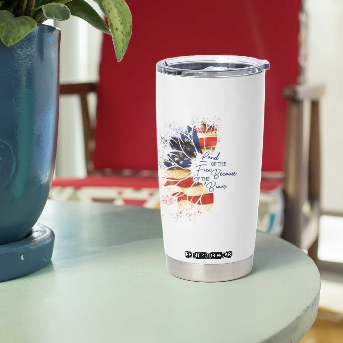 American Patriot Tumbler Cup Land Of The Free Because Of The Brave TB09