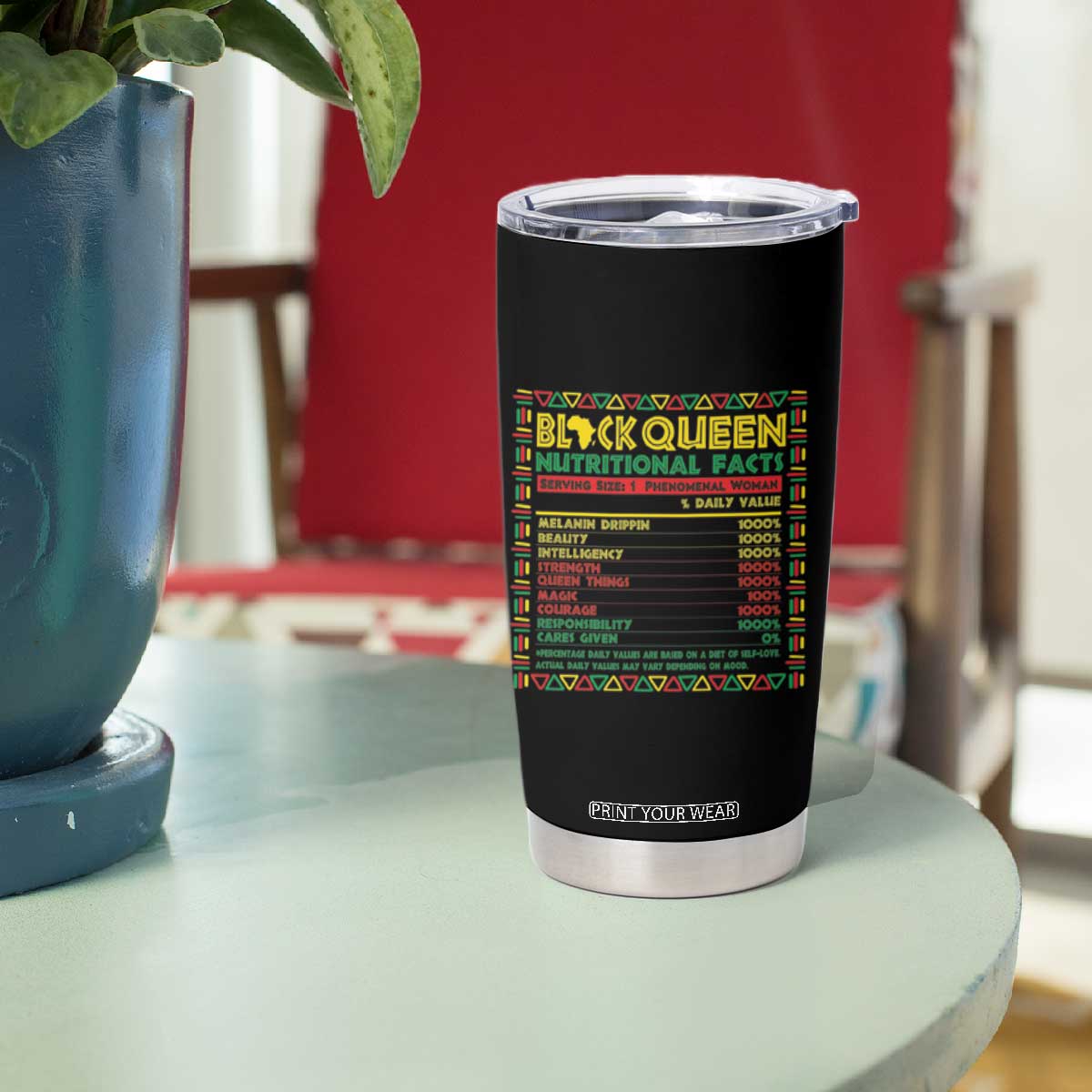 Black Women Tumbler Cup Black Queen Nutrition Facts Gift for Her TB09