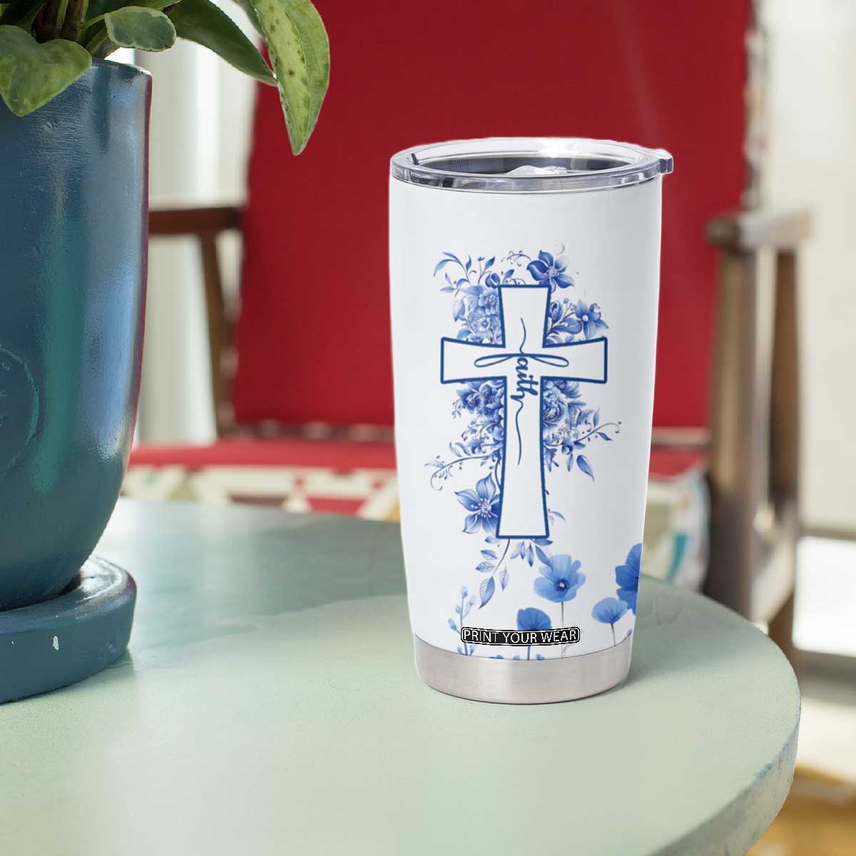Christian Gifts Tumbler Cup You Are Enough Inspirational Flower Christ Cross TB09