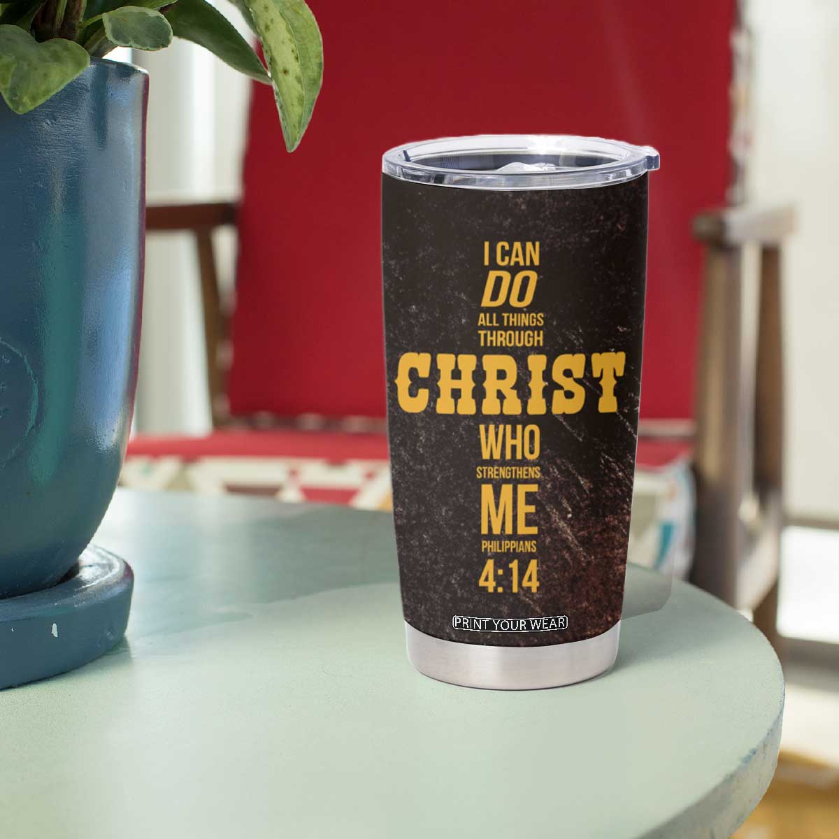 Christian Gifts For Men Tumbler Cup Man Of Faith I Can Do All Things Through Christ TB09