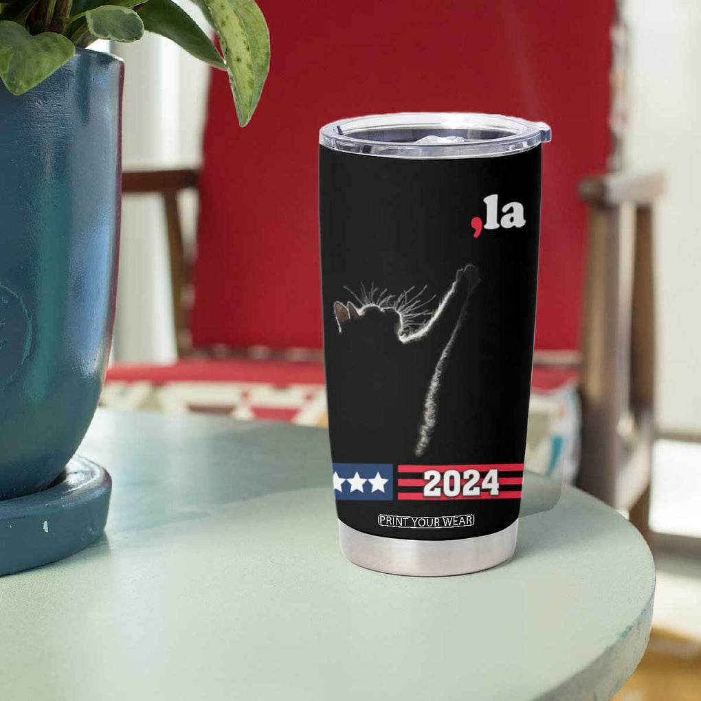 Cat Ladies for Kamala President Tumbler Cup Comma-La Harris 2024 Election Funny Kitty American Flag TB10