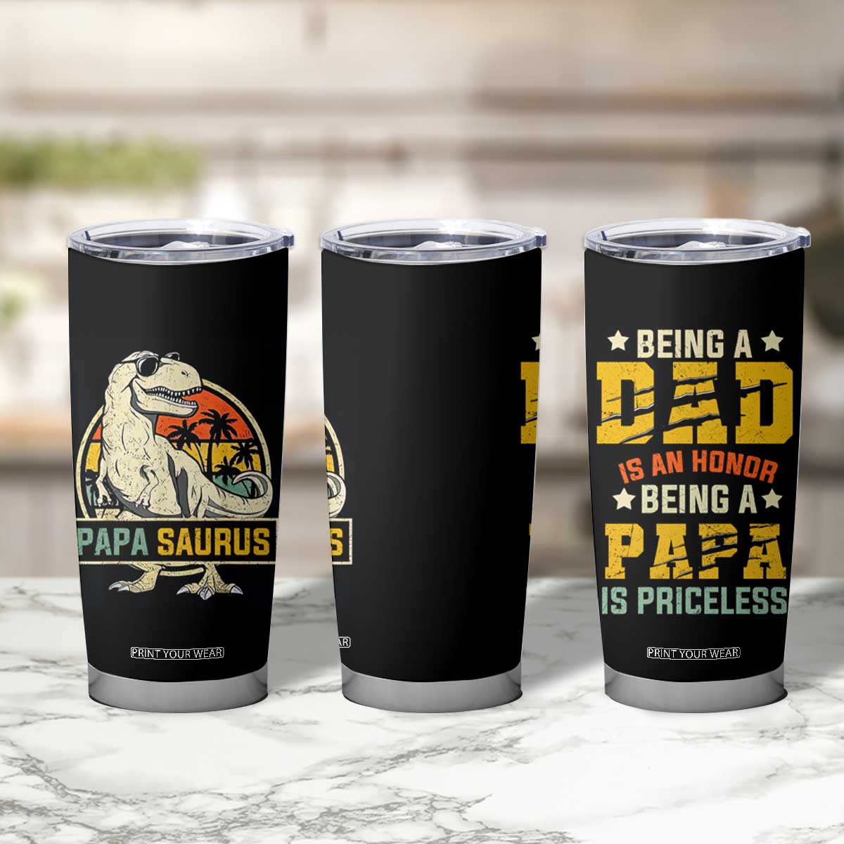 Christmas Gifts for Dad Tumbler Cup Being A Dad Is An Honor Being A Papa Is Priceless TB10