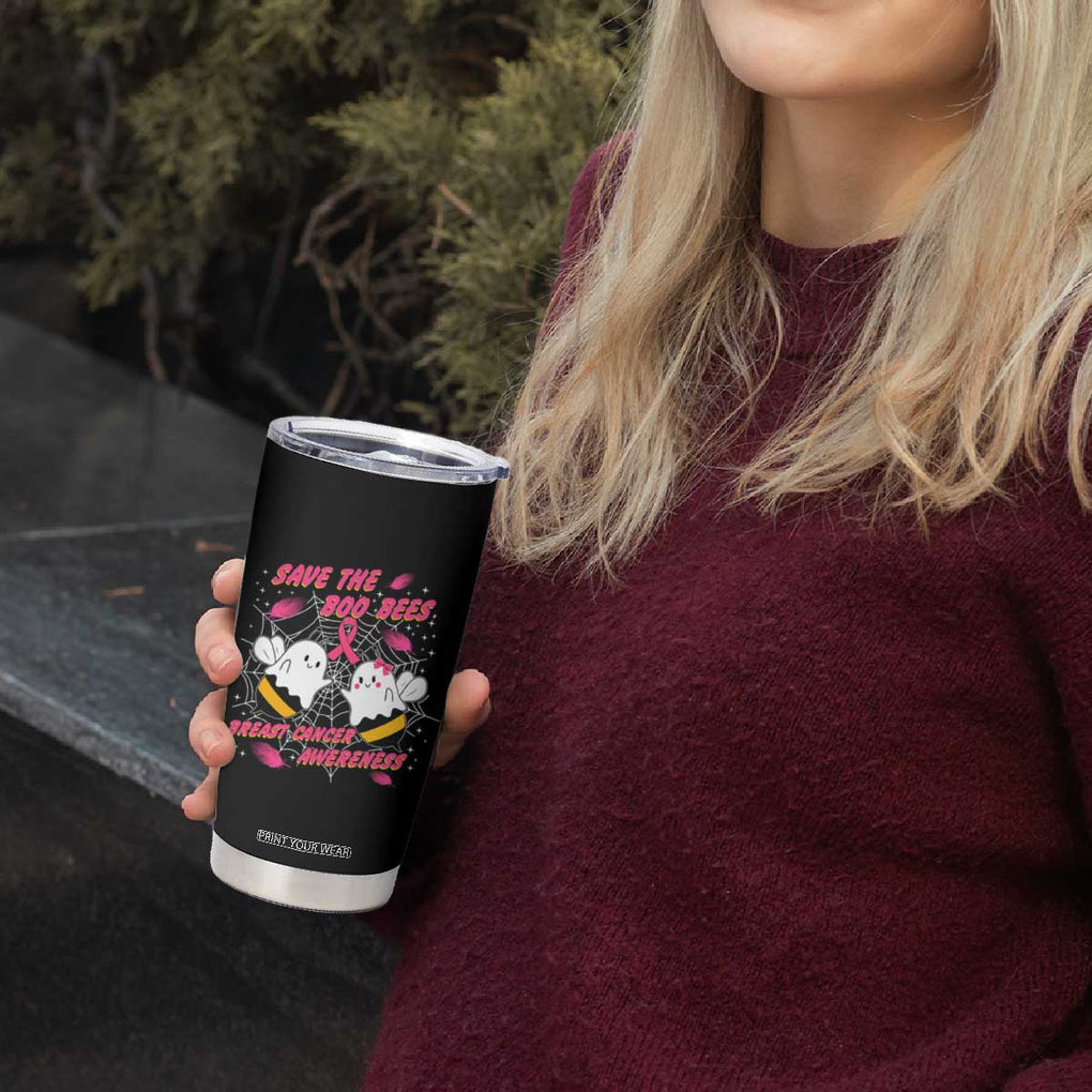 Breast Cancer Halloween Tumbler Cup Pink Ribbon Save The Boobees Boo Bees TB10