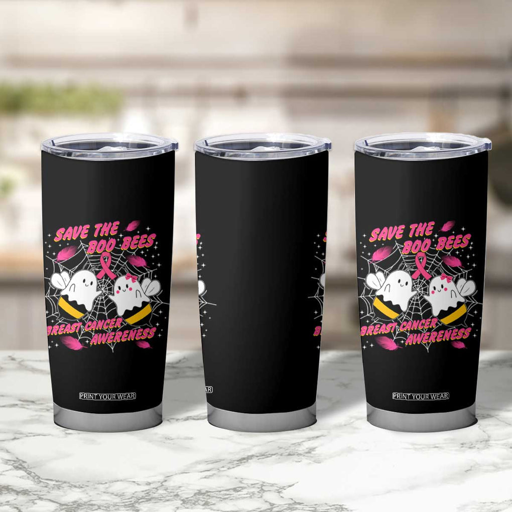 Breast Cancer Halloween Tumbler Cup Pink Ribbon Save The Boobees Boo Bees TB10