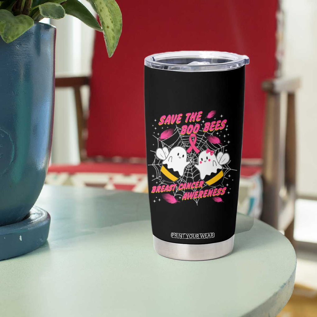 Breast Cancer Halloween Tumbler Cup Pink Ribbon Save The Boobees Boo Bees TB10