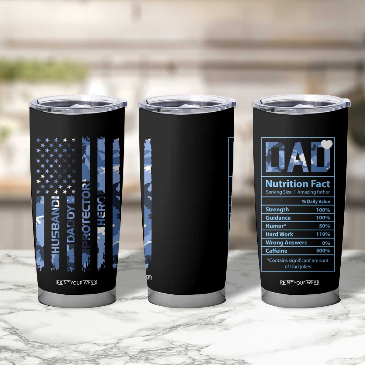Christmas Gifts for Dad Tumbler Cup Husband Daddy Protector Hero Fathers Day Camo American Flag TB10