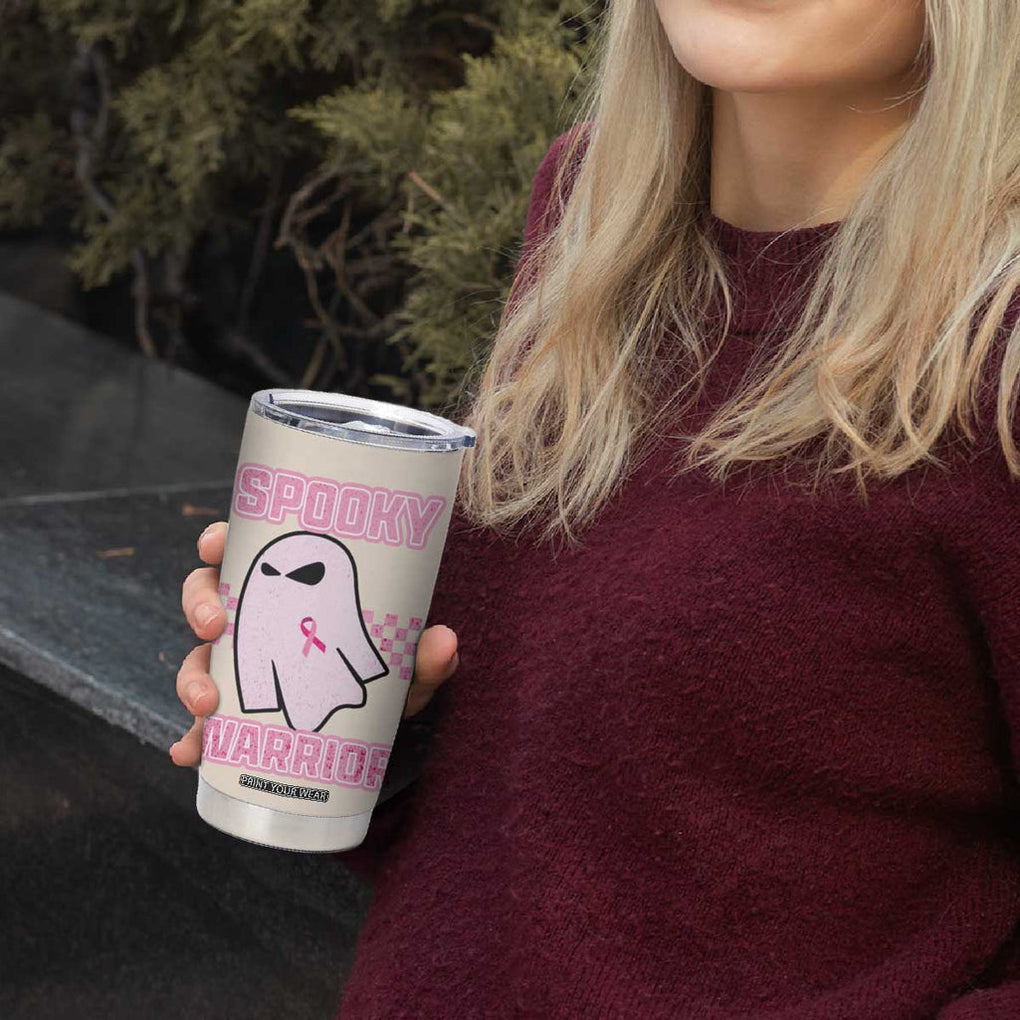 Breast Cancer Awareness Tumbler Cup Pink Ribbon Boojee Halloween Spooky Warriror TB10