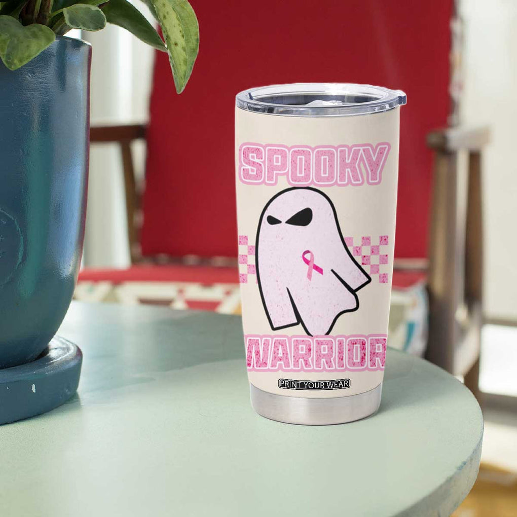 Breast Cancer Awareness Tumbler Cup Pink Ribbon Boojee Halloween Spooky Warriror TB10