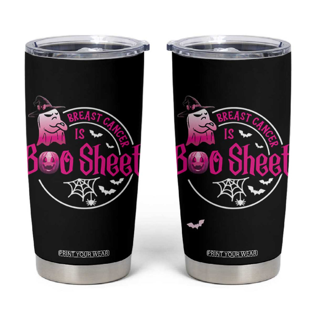 Cute Ghost Halloween Breast Cancer Awareness Tumbler Cup Breast Cancer Is Boo Sheet TB10